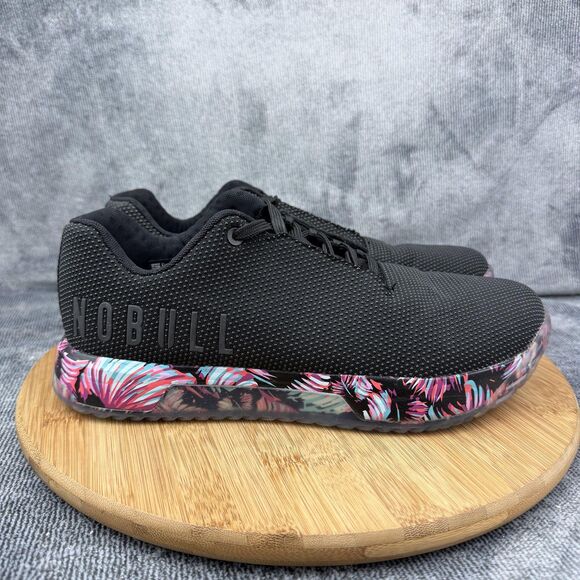 NOBULL Trainer Shoes Mens Size 9.5 Black Floral Low Top Training Sneakers